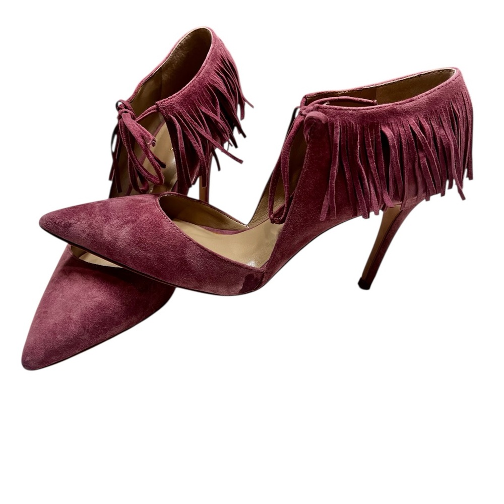 Ann Taylor Nicolette Fringe Suede Pumps, Heel 3.1/4 - size 7